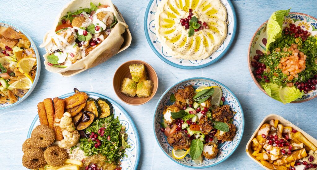 Einige Fingerfood Catering Gerichte nebeneinander